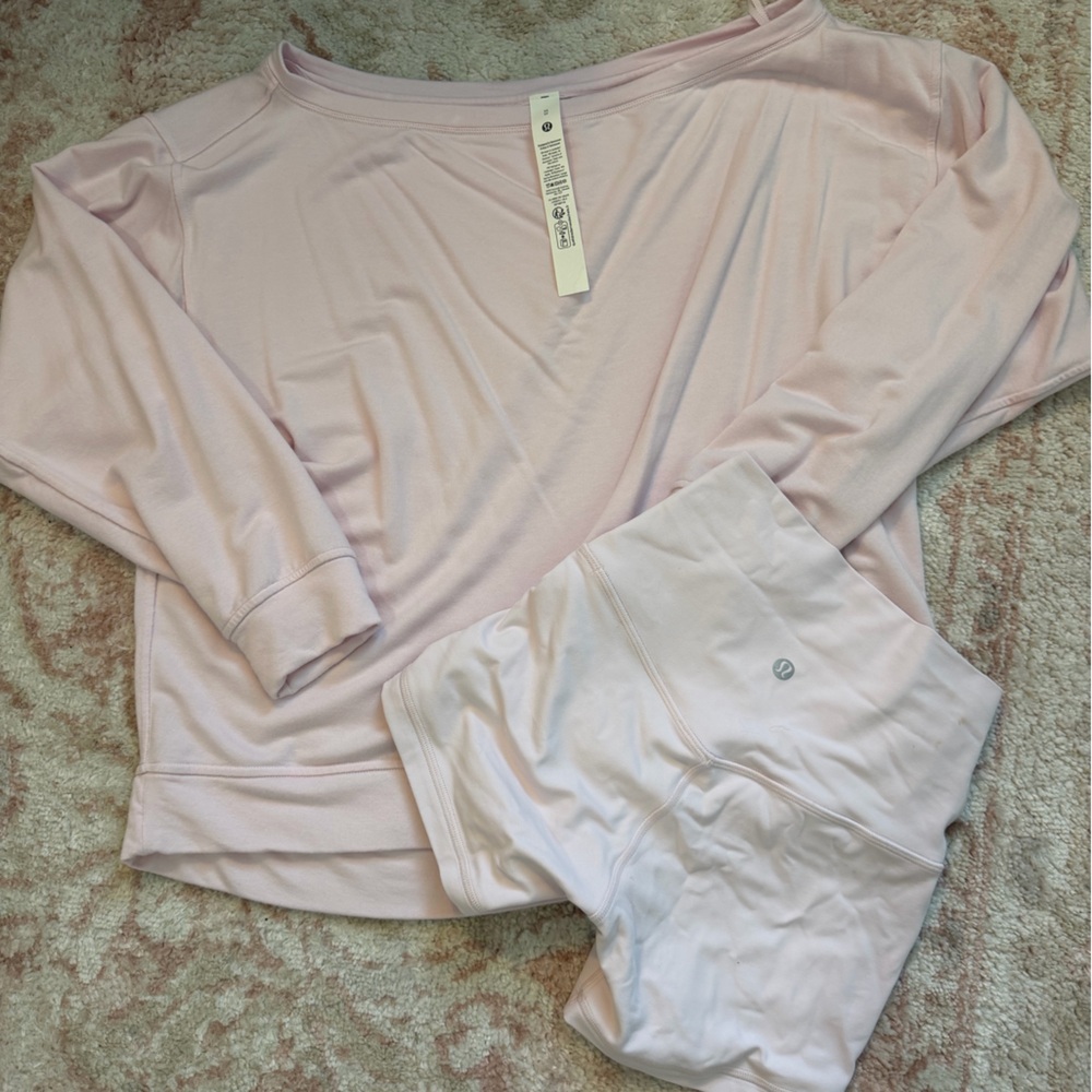 lululemon athletica Light Pink Lounge Top & Bralette Set